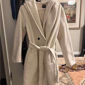 Zara Off-White Wool Blend Coat